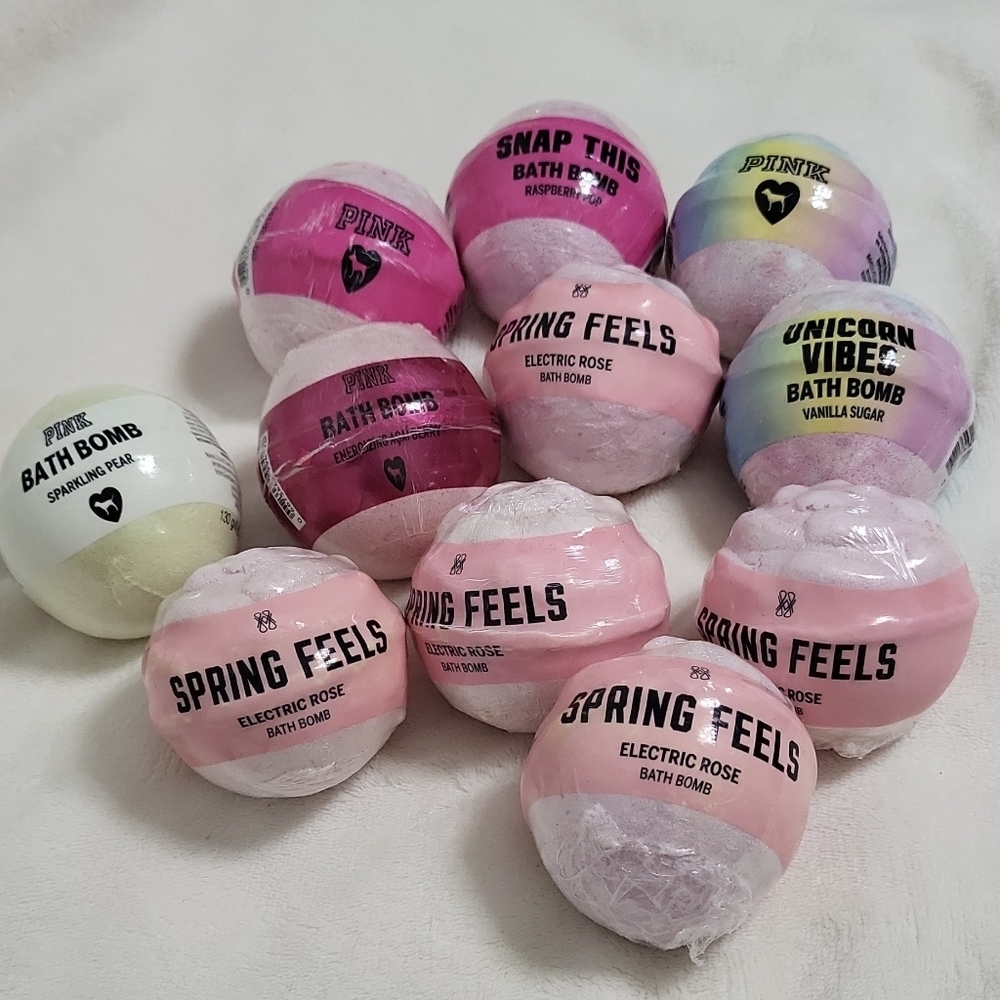 PINK Bath Bombs Spring Feels Unicorn Vibes Assorted Scents 4.6 oz lot of 11